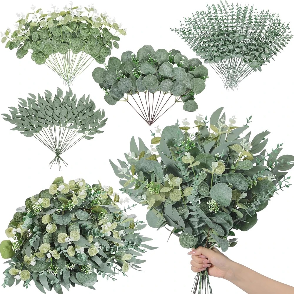 Supply For Florist - 20pcs Eucalyptus Leaves Stems Artificial Plant